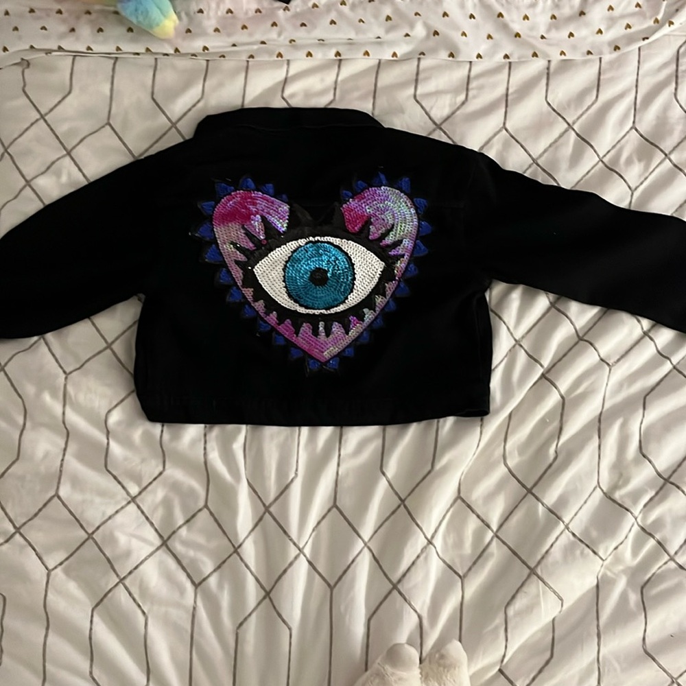 Neptunes boutique evil eye denim jacket